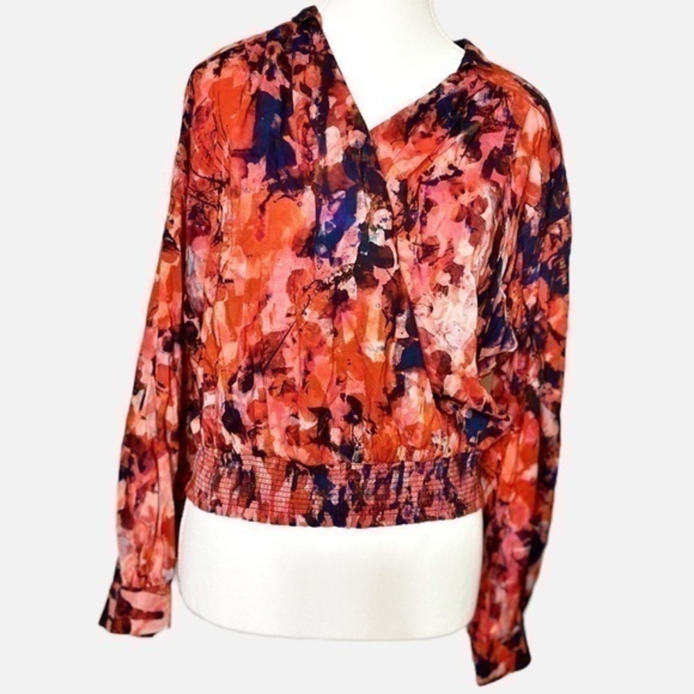 Soft Surroundings Rioja Crossover Wrap Red/Pink Blouse Size Small